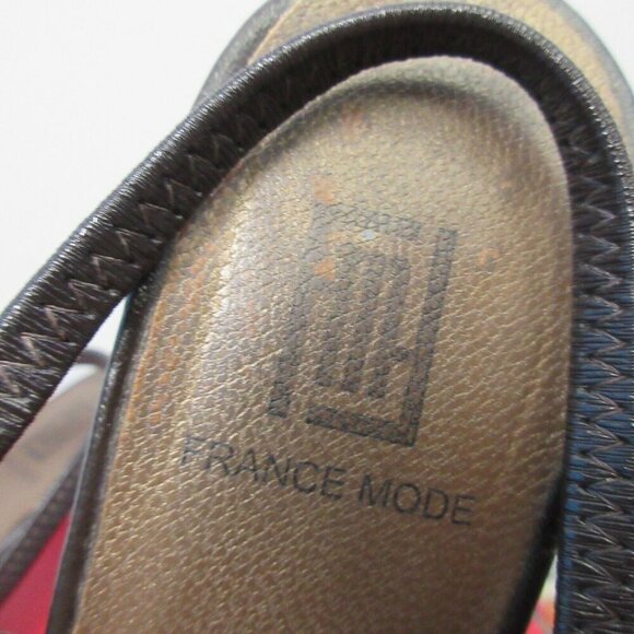 France Mode Mules Women Size 38 Brown Pointed Toe Leather High Heels Sexy 322 - Picture 3 of 12